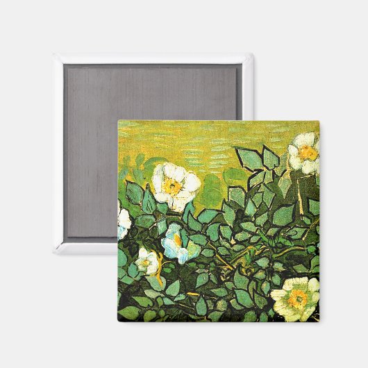 Wilde Rose, Gemälde von Van Gogh Magnet (Vorderseite/Rückseite)