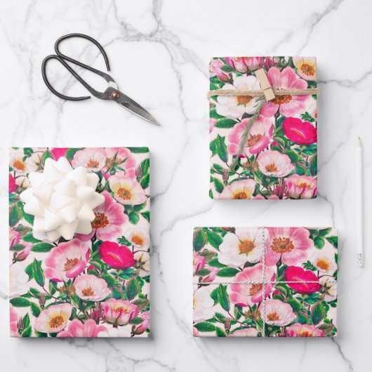 Wilde Rose Geschenkpapier Set (Vorderseite)
