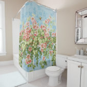 WILDE ROSE , GRÜNE BLÄTTER , FLIEGENDE GEBURTE IN DUSCHVORHANG (Beispiel)