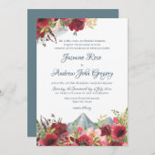 Wilde Rose Hochzeit Einladung (Vorne/Hinten)