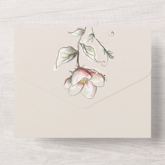 Wilde Rose Hochzeit in einer Hochzeit All In One Einladung (Rückseite)