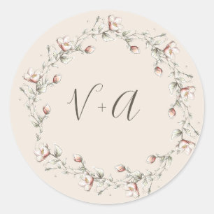 Wilde Rose Hochzeitsticker Runder Aufkleber