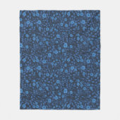 Wilde Rose in blau Fleecedecke (Vorderseite)