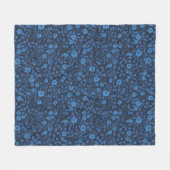 Wilde Rose in blau Fleecedecke (Vorderseite (Horizontal))
