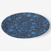 Wilde Rose in blau Pappteller (Schrägansicht)