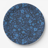 Wilde Rose in blau Pappteller (Vorderseite)