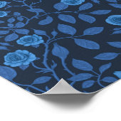 Wilde Rose in blau Poster (Ecke)
