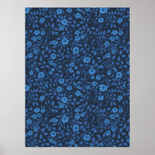 Wilde Rose in blau Poster