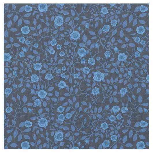 Wilde Rose in blau Stoff (Nahaufnahme)