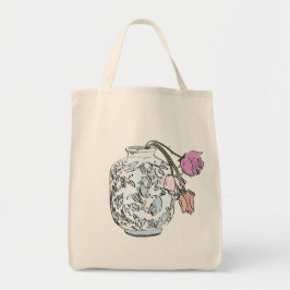 Wilde Rose in einer wiederverwendbaren Vase-Einkau Tragetasche