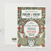 Wilde Rose Jugendstil-Rahmen-Einladung Einladung (Vorne/Hinten)