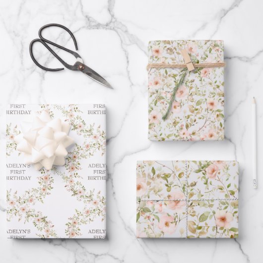 Wilde Rose Kindergeburtstag Geschenkpapier Set (Vorderseite)