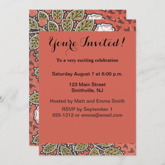 Wilde Rose Kunst Illustration Blume Vintag Einladung (Vorne/Hinten)