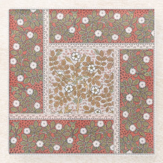 Wilde Rose Kunst Illustration Blume Vintag Glasuntersetzer (Vorderseite)