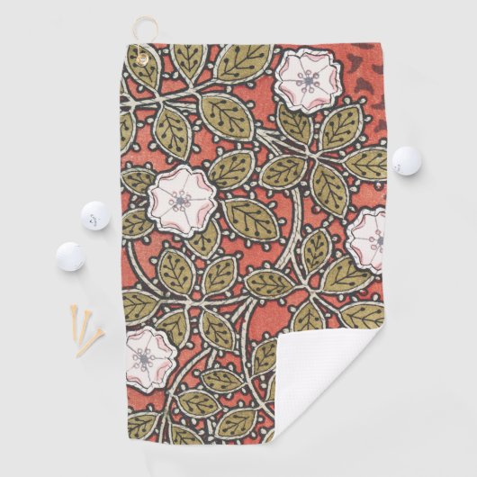 Wilde Rose Kunst Illustration Blume Vintag Golfhandtuch (Insitu)