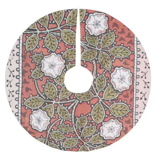 Wilde Rose Kunst Illustration Blume Vintag Polyester Weihnachtsbaumdecke (Vorderseite)