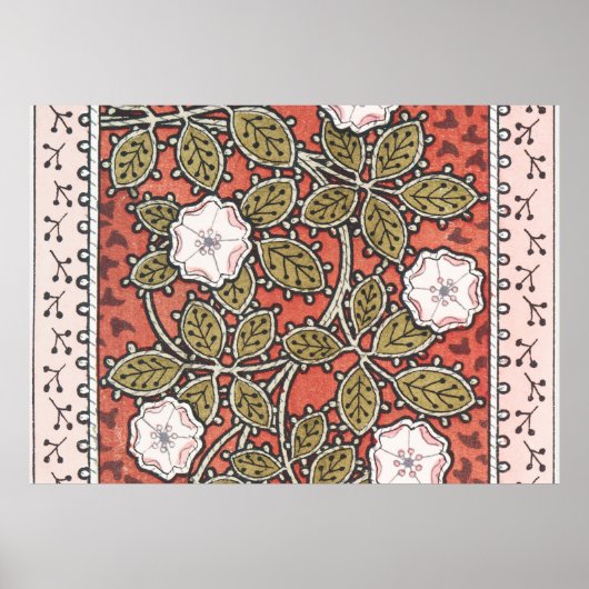 Wilde Rose Kunst Illustration Blume Vintag Poster (Vorne)