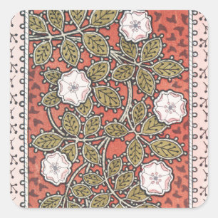 Wilde Rose Kunst Illustration Blume Vintag Quadratischer Aufkleber