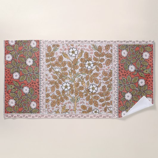 Wilde Rose Kunst Illustration Blume Vintag Strandtuch (Vorderseite)