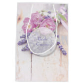 Wilde Rose & Lavender Sommer-Blume Hochzeit Mittlere Geschenktüte (Rückseite)