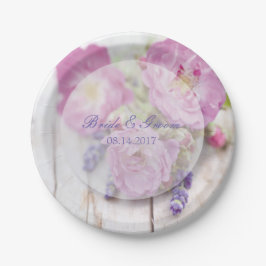 Wilde Rose & Lavender Sommer-Blume Hochzeit Pappteller