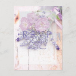Wilde Rose & Lavender Sommer-Blume Hochzeit RSVP Einladungspostkarte