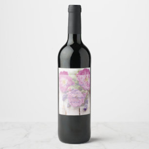 Wilde Rose & Lavender Sommer-Blume Hochzeit Weinetikett