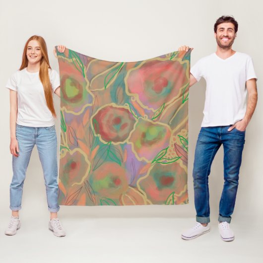 Wilde Rose mehrfarbig Fleecedecke (Beispiel)