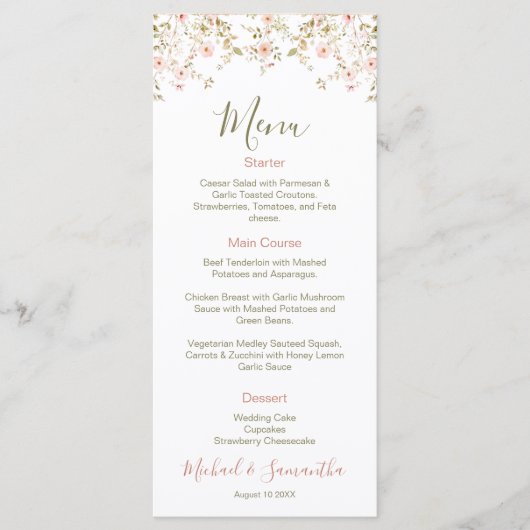 Wilde Rose Menükarte (Vorderseite)