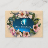 WILDE ROSE MIT AQUA BLUE GEM STONE MONOGRAM VISITENKARTE (Rückseite)