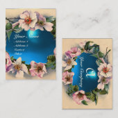 WILDE ROSE MIT AQUA BLUE GEM STONE MONOGRAM VISITENKARTE (Vorne/Hinten)
