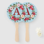 Wilde Rose mit Hintergrund von Spun Sugar Blue Fächer (Vorne und Hinten)