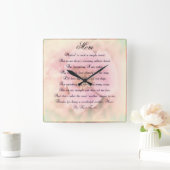 Wilde Rose mit Muttergedicht Quadratische Wanduhr (Zuhause)