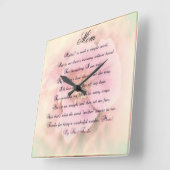 Wilde Rose mit Muttergedicht Quadratische Wanduhr (Winkel)