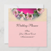 WILDE ROSE MIT PINK RIBBON, MONOGRAMM EINLADUNG (Rückseite)