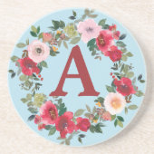 Wilde Rose mit Spun Sugar Blue Background Unterset Getränkeuntersetzer (Vorne)