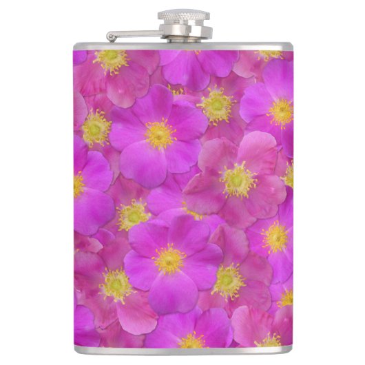 Wilde Rose Nahtloses Muster Flachmann (Vorderseite)