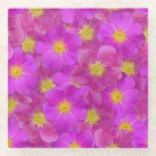 Wilde Rose Nahtloses Muster Glasuntersetzer (Vorderseite)