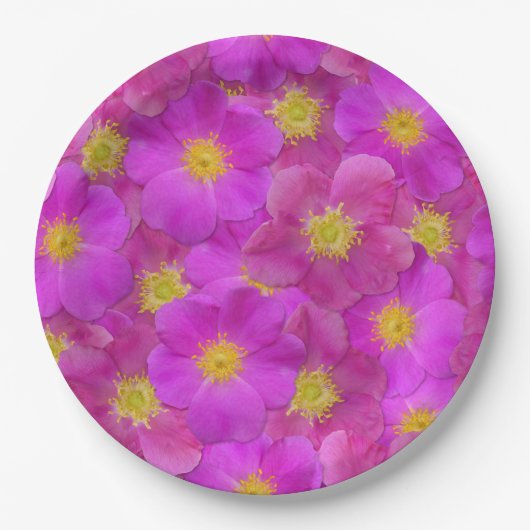 Wilde Rose Nahtloses Muster Pappteller (Vorderseite)