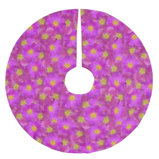 Wilde Rose Nahtloses Muster Polyester Weihnachtsbaumdecke (Vorderseite)