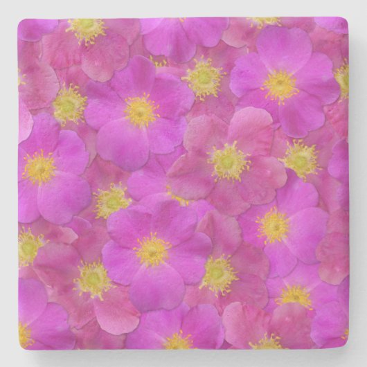 Wilde Rose Nahtloses Muster Steinuntersetzer (Vorderseite)