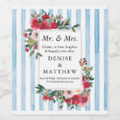 Wilde Rose & Omphalodes Blaues Weinetikett (Einzelnes Label)