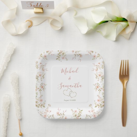 Wilde Rose Pappteller (Hochzeit)