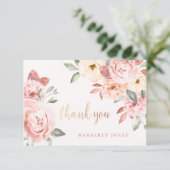 Wilde Rose Personalisiert Danke Notiz Card Einladung (Stehend Vorderseite)