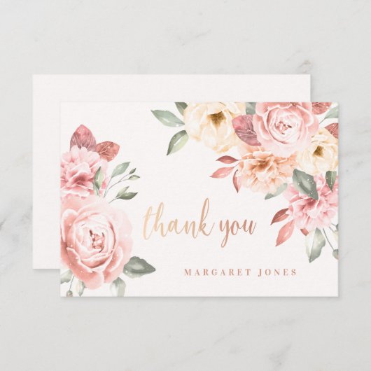 Wilde Rose Personalisiert Danke Notiz Card Einladung (Vorne/Hinten)