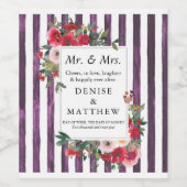 Wilde Rose & Pflaume Perfect Stripe Weinetikett (Einzelnes Label)