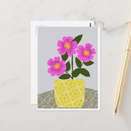 Wilde Rose Postkarte (Vorderseite/Rückseite Beispiel)