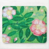 Wilde Rose Rosa Canina blühend Mousepad (Vorne)