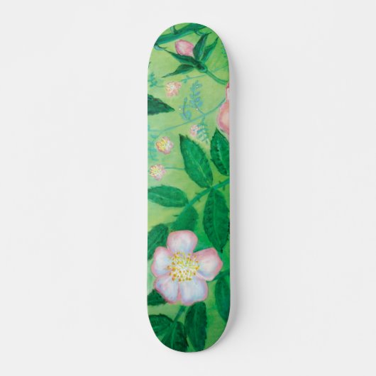 Wilde Rose Rosa Canina blühend Skateboard (Vorne)