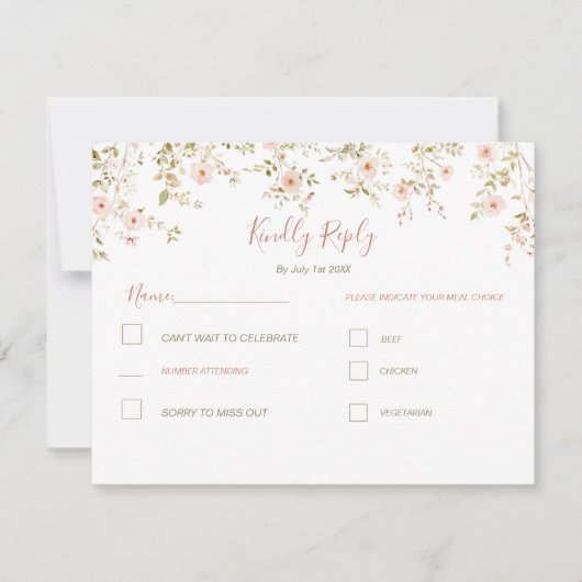 Wilde Rose RSVP Karte (Vorderseite)